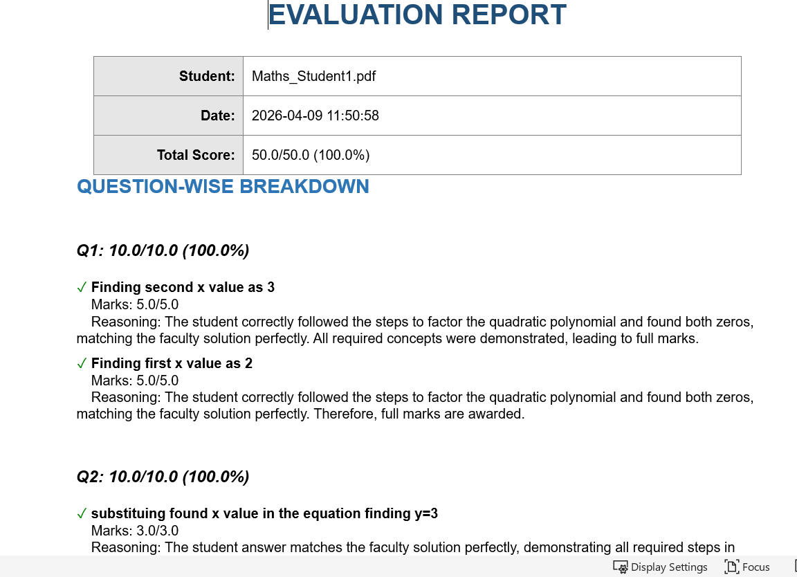 EvalGpt student report screenshot
